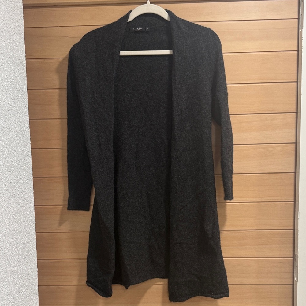 Lusso Cashmere Dark Gray Women's Cardigan Sweater